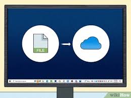 **Alt text:** A computer screen displaying an icon of a file with an arrow pointing to a cloud icon, representing cloud storage.