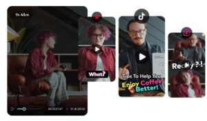 **Alt text:** A collage of four different social media video previews featuring individuals in various settings, each with different text overlays.